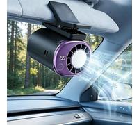 Harresa Car Clip On Fan Air Conditioner with LED Display - 360° Rotation, 199 Speeds Adjustabl, USB Rechargeable Personal Fan, Hands-Free Clip On Fan for Cars, Work, Camping (A)