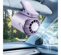 Harresa Car Clip On Fan Air Conditioner with LED Display - 360° Rotation, 199 Speeds Adjustabl, USB Rechargeable Personal Fan, Hands-Free Clip On Fan for Cars, Work, Camping (B)