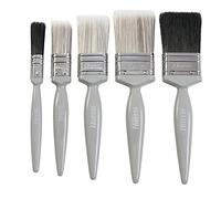 Harris Essentials - Pintura Brillante para Paredes, techos y 5 Pinceles | 0.5 Pulgadas, 1 Pulgada, 1.5 Pulgadas, 2 Pulgadas, Gris, Paquete de 5