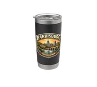 Harrisburg, Pensilvania, Souvenir City State Capital, Vintage Vaso térmico de acero inoxidable de doble pared