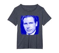 Harrison Ford Retrato Azul Camiseta, Mujer Tallas Grandes, Azul Jaspeado, 2XL Grande