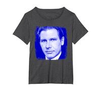 Harrison Ford Retrato Azul Camiseta, Mujer Tallas Grandes, Jaspeado Oscuro, 2XL Grande