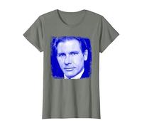 Harrison Ford Retrato Azul Camiseta, Mujer, Verde Militar Jaspeado, 3XL