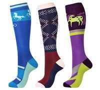 Harrison Howard 3 pares de calcetines de equitación de alta calidad para montar a caballo y botas altas, calcetines hasta la rodilla para mujer, L