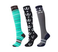 Harrison Howard 3 pares de calcetines ecuestres de alta calidad para montar a caballo y botas altas hasta la rodilla para mujer