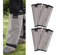 Harrison Howard Botas de mosca de ajuste holgado, protección UV, malla extrafuerte, ventilada, cuatro cierres, diseño que protege las patas del caballo y reduce el pisotón, juego de 4, color gris