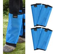 Harrison Howard Botas de mosca de ajuste holgado, protección UV, malla extrafuerte, ventilada, cuatro cierres, diseño que protege las patas del caballo y reduce el pisotón, juego de 4 ponis azul cielo