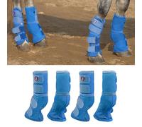Harrison Howard Botas de mosca de caballo de ajuste contorneado perfecto, botas de malla densa con comodidad ventilada, protección fiable contra elementos de verano, juego de 4 unidades, azul cielo, L