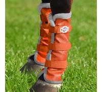 Harrison Howard Botas de protección de verano para caballo con ribete de forro polar para eliminar el roce, cómodas y ventiladoras, protectores de pierna de malla, se venden en pares, naranja vibrante