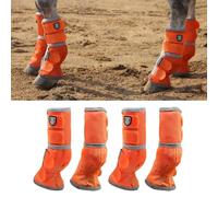Harrison Howard Botas para caballo con mosca de ajuste perfecto contorneado, botas de malla densa con comodidad ventilada, protección fiable contra elementos de verano, juego de 4, naranja vibrante