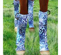 Harrison Howard Calcetines sueltos para patas de caballo, cómodos y fáciles de llevar, juego de 4 unidades, diseño de leopardo azul