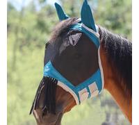 Harrison Howard CareMaster Horse Fly Mask with Ears and Nose Fringe Fly Protector Defender Mask-Sky Blue