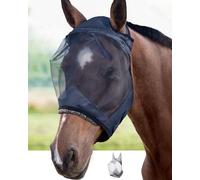 Harrison Howard CareMaster - Máscara anti moscas para caballo, espacio grande para los ojos, estándar, negro, L