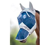 Harrison Howard CareMaster Máscara Anti-Moscas Protección con Orejas y Nariz Plata/Azul (M; COB)