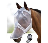 Harrison Howard CareMaster - Máscara de Forro Polar a Prueba de Medias con Acolchado de Caballo, Cara Completa, sin Orejas, Color Plateado, Talla Grande