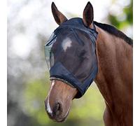 Harrison Howard CareMaster - Máscara de malla fina translúcida con forro polar grueso para caballo, negro, XL