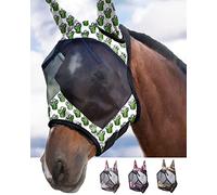 Harrison Howard CareMaster Máscara de Mosca de Caballo Estándar con Orejas Protección UV para Caballo-Cactus Verde (L)