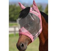Harrison Howard CareMaster - Máscara de mosca para caballo, protección UV, malla fina con lana extra suave al tacto en la piel, color rosa claro, talla S