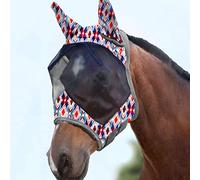 Harrison Howard CareMaster - Máscara de Mosca para Caballos, estándar, con Orejas, protección UV para Caballos y Rombos Tribales (L)