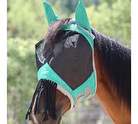 Harrison Howard CareMaster - Máscara Protectora de Moscas de Caballo con Orejas y Flecos de Nariz, máscara Protectora de Verano, Color Menta, Talla M