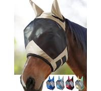 Harrison Howard CareMaster Pro Luminous Horse Fly Mask Standard with Ears UV Protection for Horse-Light Champagne