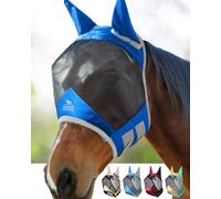 Harrison Howard CareMaster Pro Luminous Horse Fly Mask Standard with Ears UV Protection for Horse-Signature Blue