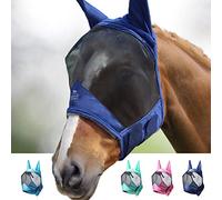 Harrison Howard CareMaster Pro Luminous Máscara de Mosca de Caballo Estándar con Orejas Protección UV para Caballo-Armada (L)