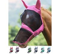 Harrison Howard CareMaster Pro Luminous Máscara de Mosca de Caballo Nariz Larga con Orejas Protección UV para Caballo-Rosa Claro (M)