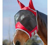 Harrison Howard CareMaster Pro Luminous - Máscara para caballo, estándar con protección UV para orejas, rojo, tamaño completo