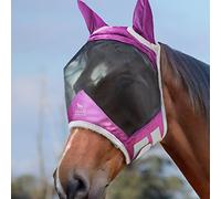 Harrison Howard CareMaster Pro Luminous - Máscara para caballo, gran espacio para los ojos, nariz estándar con orejas, protección UV para caballo, magenta oscuro, M, yegua