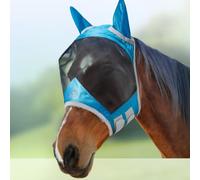 Harrison Howard CareMaster Pro - Máscara antimoscas Luminosa para Caballo estándar con Orejas, protección UV para Caballo, Azul Cielo, tamaño COB