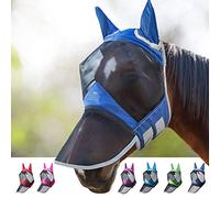 Harrison Howard CareMaster Pro - Máscara Luminosa para Caballo, Gran Espacio para los Ojos, Nariz Larga con Orejas, protección UV para Caballo, Azul Real, M COB