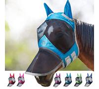 Harrison Howard CareMaster Pro - Máscara Luminosa para Caballo, Gran Espacio para los Ojos, Nariz Larga con Orejas, protección UV para Caballo, Color Azul Cielo, tamaño Completo