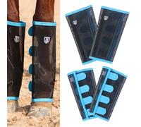 Harrison Howard Leggings holgados con mosca de caballo, transpirables, resistentes al desgarro, protectores de pierna de malla fina, botas cómodas (juego de 4), color azul cielo, talla L