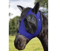 Harrison Howard Máscara antimoscas para caballos con apertura de antebloqueo, elástica, transpirable y cómoda para caballos, protección UV, color azul marino, talla M
