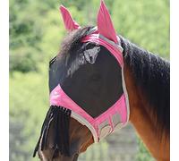 Harrison Howard Máscara de Moscas para Caballos con Orejas y Flecos nasales, Rosa Claro, Sangre Caliente (L)