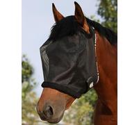 Harrison Howard Máscara Redonda de Malla para Caballo, protección UV, con Borde Acolchado de Forro Polar, Color Negro, Talla L