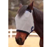 Harrison Howard Máscara reforzada para moscas de caballo con soporte de cejas de PVC espejo, espacio ocular mejorado, protección UV, gris original, S