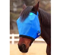 Harrison Howard Máscara reforzada para moscas de caballo con soporte de cejas de PVC espejo, espacio ocular mejorado, protección UV, azul cielo, S