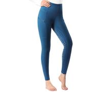 Harrison Howard Pantalones ecuestres de asiento completo para mujer, con agarre de silicona, mallas de equitación de cintura alta, Azul Turquesa, Medium