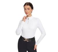 Harrison Howard - playera de manga larga con cuello alto, transpirable, cómoda, elástica con detalles de bordado, favorecedora para espectáculos de competición, blanco (Oval White), M