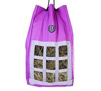 Harrison Howard Premium Durable - Bolsa de heno de alimentación lenta para caballo ajustable, impermeable, gran capacidad, color morado