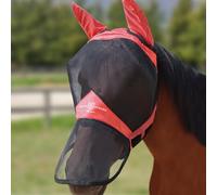 Harrison Howard Pro Luminous Horse - Máscara de cara completa para los ojos, nariz larga con orejas, protección UV para caballo, color naranja coral, talla XL