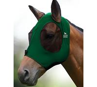 Harrison Howard Super Comfort Stretch Fly Mask Large Eye Space with UV Protection Soft on Skin with Breathability Dark Green (L)