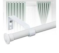 Harrms Barra de cortina de gasa blanca mate de 16 mm para cortinas con ojales, barra de cortina de 76-332 cm, barra de cortina de metal con soportes ajustables y remates de tapa para dormitorio, sala