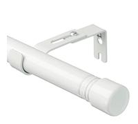 Harrms Barras de cortina para cortinas con ojales, barra de cortina blanca de 76-157 m con remates de tapa y soportes ajustables, barras de cortina opacas de gasa de metal extensibles para sala de