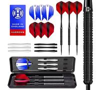 Harrows Caliber 90% Juego de Dardos con Punta de Acero de tungsteno I 21 g a 30 g I Paquete Enorme de 16 Piezas con Ejes de Repuesto, Plumas Prime y Estuche de Viaje (21g)