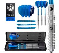 Harrows Dardos de tungsteno Genesis | Juego de Dardos con Punta de Acero y Estuche de Transporte | 21 g, 22 g, 23 g, 24 g, 25 g y 26 g | Incluye Ejes Supergrip y Plumas de maratón de 100 micras. 24g