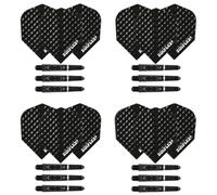 Harrows Darts 4 Juegos de Tallos de Dardos Dimplex y Plumas de Dardos Dimplex - 12 Ejes de Dardos 12 Plumas de Dardos en Total - Medianos y Cortos (Short Black)