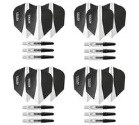 Harrows Darts 4 Juegos de Varillas de Dardos Carbon 360 y Plumas de Dardos Retina - 12 cañas de Dardos 12 Plumas de Dardos en Total - Medianas y Cortas (Short Clear/White)